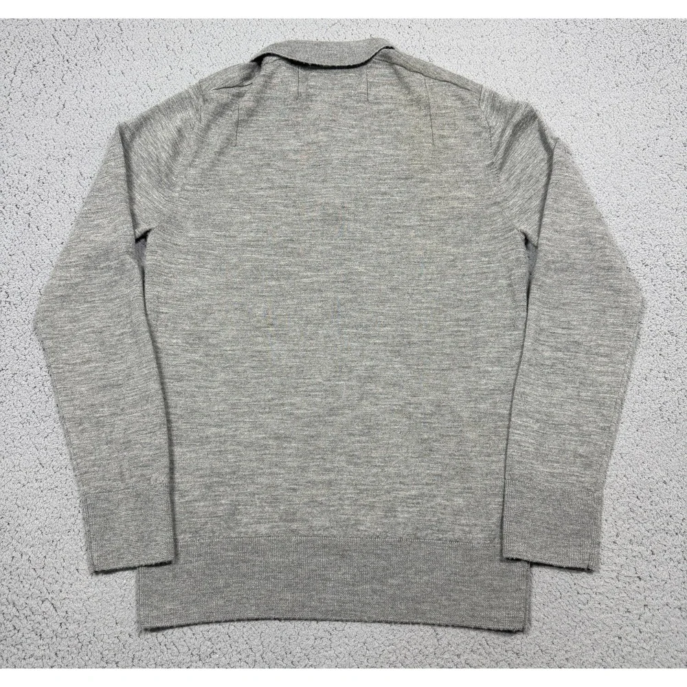 AllSaints Sweater Mens Small Gray 100% Merino‎ Wool Polo Knit Pullover MK005D